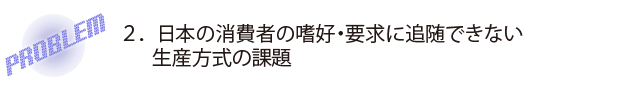 日本の消費者の嗜好・要求に追随できない生産方式の課題