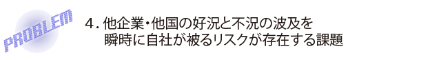 他企業・他国の好況と不況の波及を瞬時に自社が被るリスクが存在する課題